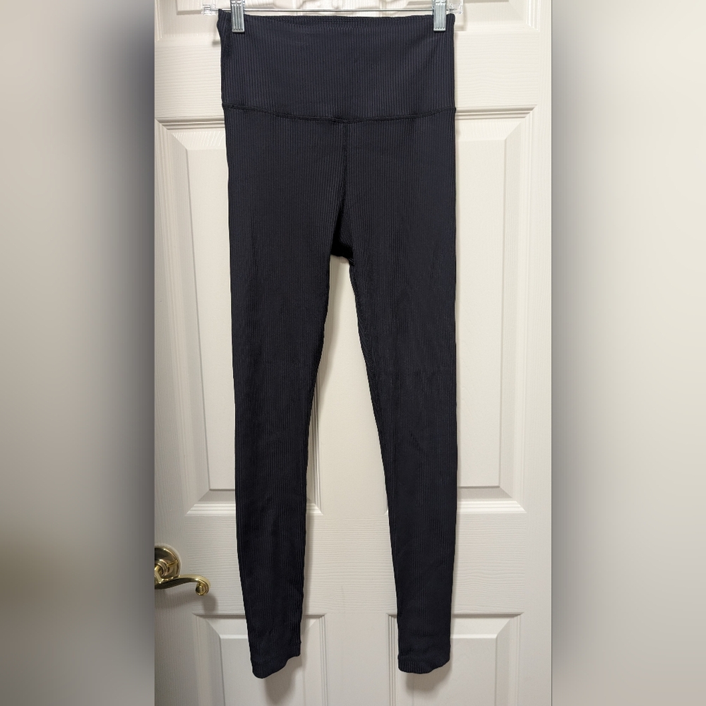 Tan+Lines Ribbed High Rise Temescal Cyn Leggings in Black Size Medium M